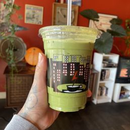 Iced Matcha Latte with oat milk. Iced Matcha Latte with oat milk.