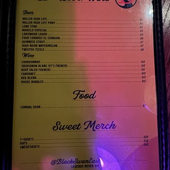 Black Swan Saloon - Menu - Cocktail Bars Near Me - Dallas, Texas Black Swan Saloon - Menu - Cocktail Bars Near Me - Dallas, Texas