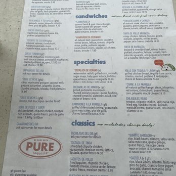 Pure Taqueria - Menu 10/2023 - Mexican Near Me - Duluth, Georgia