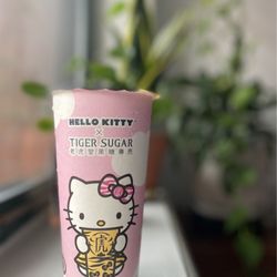 Tiger Sugar - Brown Sugar Milk with Boba with the cute Hello Kitty x Tiger Sugar cups