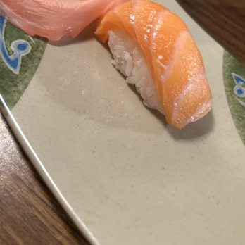 Goro's Sushi - Salmon nigiri made with hard rice. - Sushi Bars Near Me - San Antonio, Texas