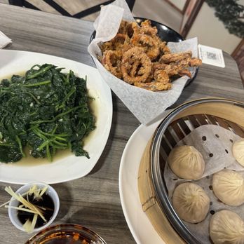 Bee Dumpling - Salt and pepper squid, spinach, soup dumplings. - Chinese Near Me - Austin, Texas