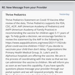 Thrive Pediatrics - Communication from Thrive Pediatrics