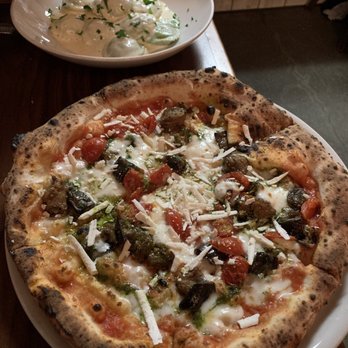 Doppio Zero Mountain View - Behind - mushroom Ravioli Dinner (pretty good!). Front, pizza dish (too doughy) - Pizza Near Me - Mountain View, California Doppio Zero Mountain View - Behind - mushroom Ravioli Dinner (pretty good!). Front, pizza dish (too doughy) - Pizza Near Me - Mountain View, California