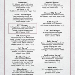Envy Bar and Grill - BURGERS