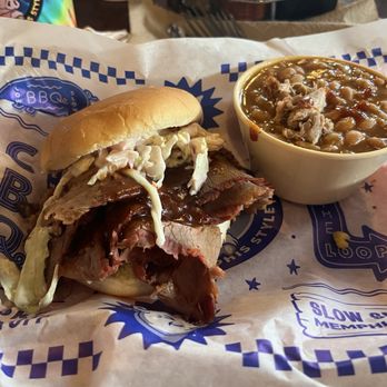 Central BBQ - Beef Brisket and baked beans - Barbeque Near Me - Memphis, Tennessee