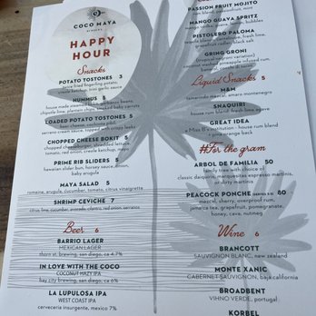 Coco Maya - Happy Hour Menu - Caribbean Near Me - San Diego, California