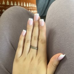 French white nails with pink base!! French white nails with pink base!!