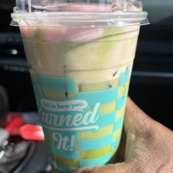 Scooter's Coffee - Matcha with strawberry cold foam - Coffee & Tea Near Me - Brandon, Florida