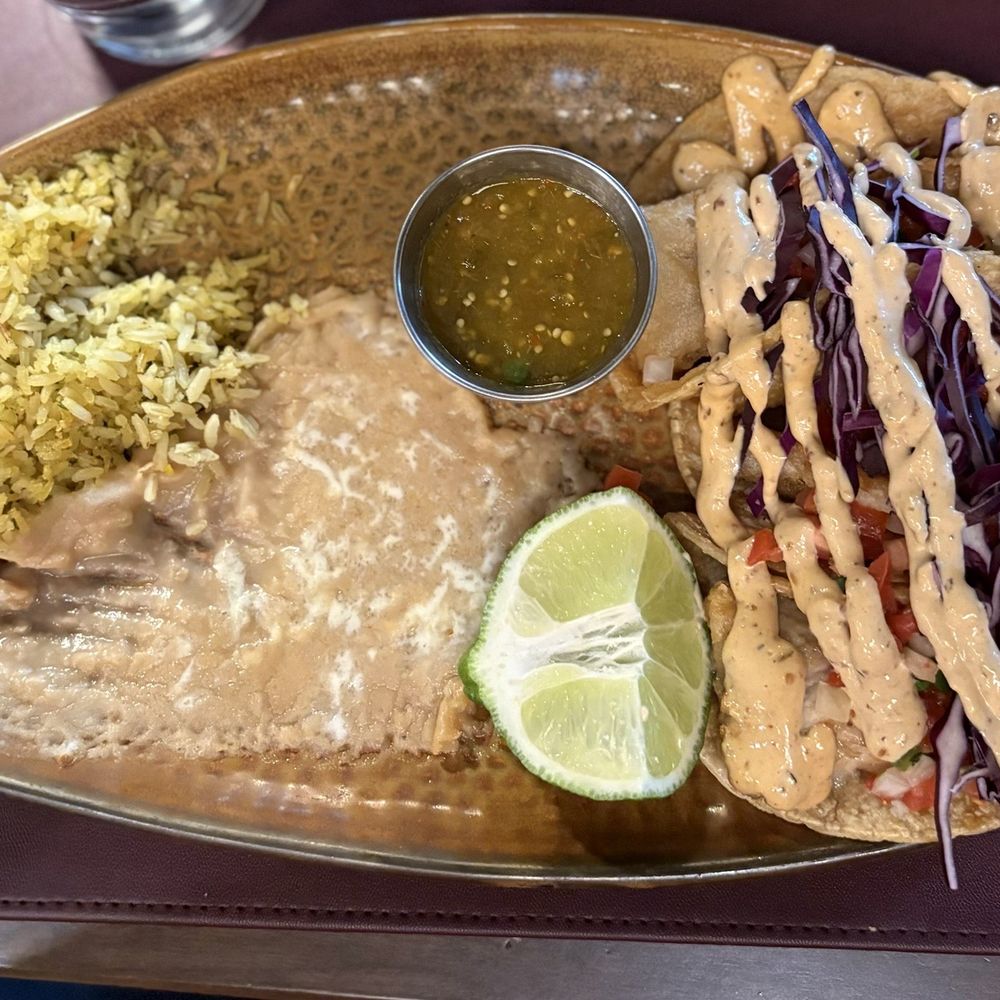 Piedra - Baja tacos with a side of refried beans and rice. - Beer Bar Near Me - Indianapolis, Indiana Piedra - Baja tacos with a side of refried beans and rice. - Beer Bar Near Me - Indianapolis, Indiana