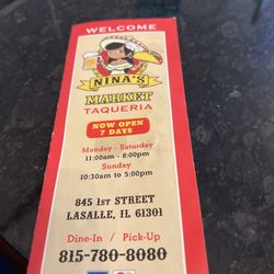 Nina's Mexican Market - Menu