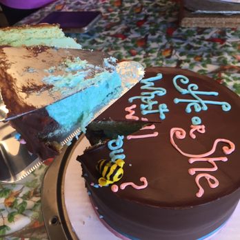 Aromas Boutique Bakery - The moment of truth for our daughter's gender reveal cake! - Desserts Near Me Aromas Boutique Bakery - The moment of truth for our daughter's gender reveal cake! - Desserts Near Me
