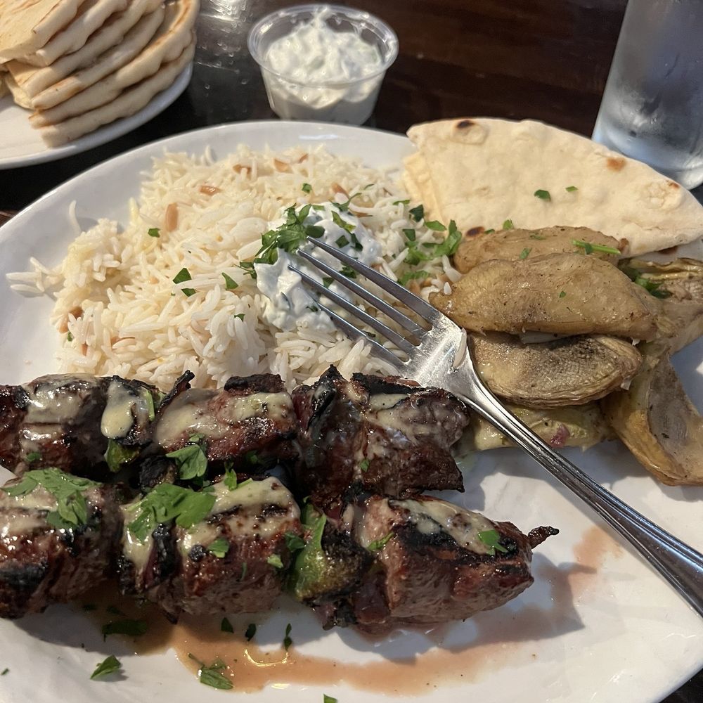 Olive Pit Grill - 2 Lamb Kebab Plate - Mediterranean Near Me - Huntington Beach, California