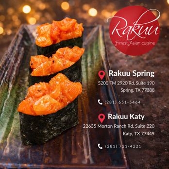 RaKuu - Spicy Salmon Gunkan -- chopped fresh salmon tossed in spicy sauce, wrapped with seaweed for a bold, flavorful bite. - Sushi Bars Near Me - Katy, Texas RaKuu - Spicy Salmon Gunkan -- chopped fresh salmon tossed in spicy sauce, wrapped with seaweed for a bold, flavorful bite. - Sushi Bars Near Me - Katy, Texas