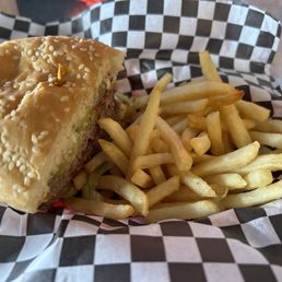 half of a half pound burger and fries half of a half pound burger and fries