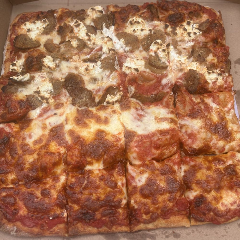 Anna's Prospect Pizza - Sicilian style- 1/2 Extra Cheese & 1/2 Meatball & Ricotta - Pizza Near Me - Prospect, Connecticut Anna's Prospect Pizza - Sicilian style- 1/2 Extra Cheese & 1/2 Meatball & Ricotta - Pizza Near Me - Prospect, Connecticut
