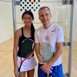 Nicol Squash - Former World #1 Peter Nicol and a junior player!