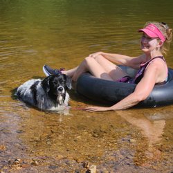 Busch Pet Products - Callie and me cooling off in the St Francis River. Next, off to Busch's for a nice bath for Callie!
