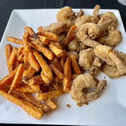 House Of Sauce - Fried shrimp and sweet potato fries. So good!