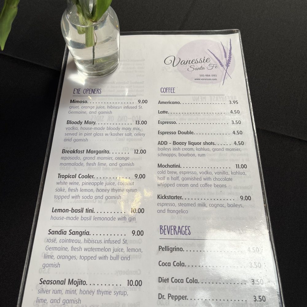 Vanessie - Menu - Bars Near Me - Santa Fe, New Mexico Vanessie - Menu - Bars Near Me - Santa Fe, New Mexico