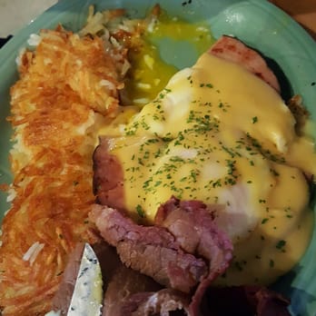 Biscuits Cafe - This is ham eggs Benedict with a side of brisket the flavors complimented each other well, and that brisket was moist and flavorful.... - Cafes Near Me - Surprise, Arizona