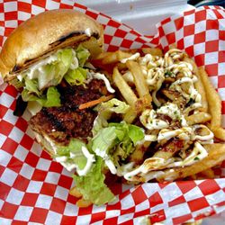 Dakine Grindz Restaurant - Chicken Katsu Sandwich with Hurricane fries - juicy and loaded with flavor sando