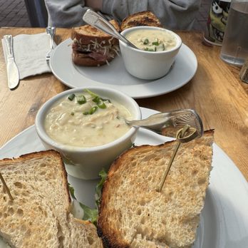 Sam's Log Cabin - Egg Salad Sandwich with Turkey added. Clam Chowder soup. - Breakfast & Brunch Near Me - Albany, California Sam's Log Cabin - Egg Salad Sandwich with Turkey added. Clam Chowder soup. - Breakfast & Brunch Near Me - Albany, California