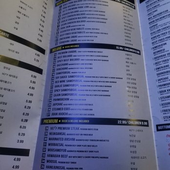 167°F Korean BBQ - All you can eat menu - Korean Near Me - Auburn, Alabama