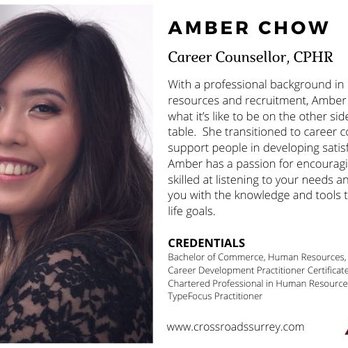 Crossroads Career Counselling - Amber Chow, Career Counsellor at Crossroads Career Counselling - Career Counseling Near Me Crossroads Career Counselling - Amber Chow, Career Counsellor at Crossroads Career Counselling - Career Counseling Near Me