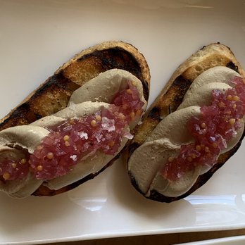 Finistere - Liver pate with red onion jam - New American Near Me - Port Townsend, Washington Finistere - Liver pate with red onion jam - New American Near Me - Port Townsend, Washington