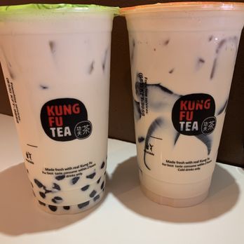 Kung Fu Tea - I am so obsessed with bubble tea! Milk tea with grass jelly and one with bubbles! Yum! - Coffee & Tea Near Me - Brooklyn, New York