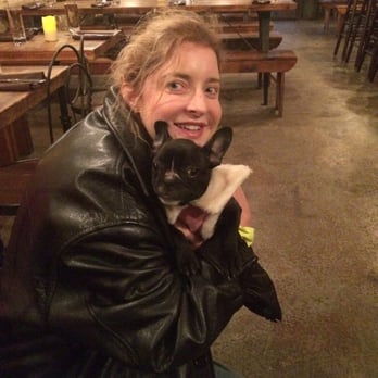 Piacere - Wife with the owners' french bulldog - in a very empty (4pm) restaurant. - Pizza Near Me - New York, New York