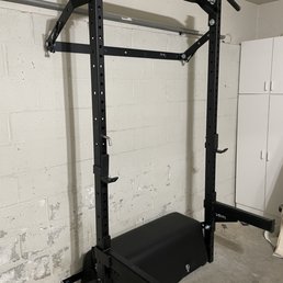 PRX Performance Profile squat rack w/ multi-grip pull-up bar.