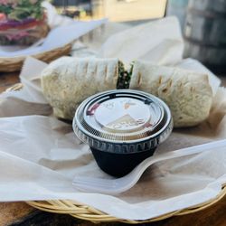 Burnap's Farm Market & Garden Cafe - Greek salad wrap with fresh fruit side