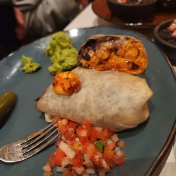 SOL Mexican Cocina - Shrimp burrito: cross section - Mexican Near Me - Irvine, California SOL Mexican Cocina - Shrimp burrito: cross section - Mexican Near Me - Irvine, California