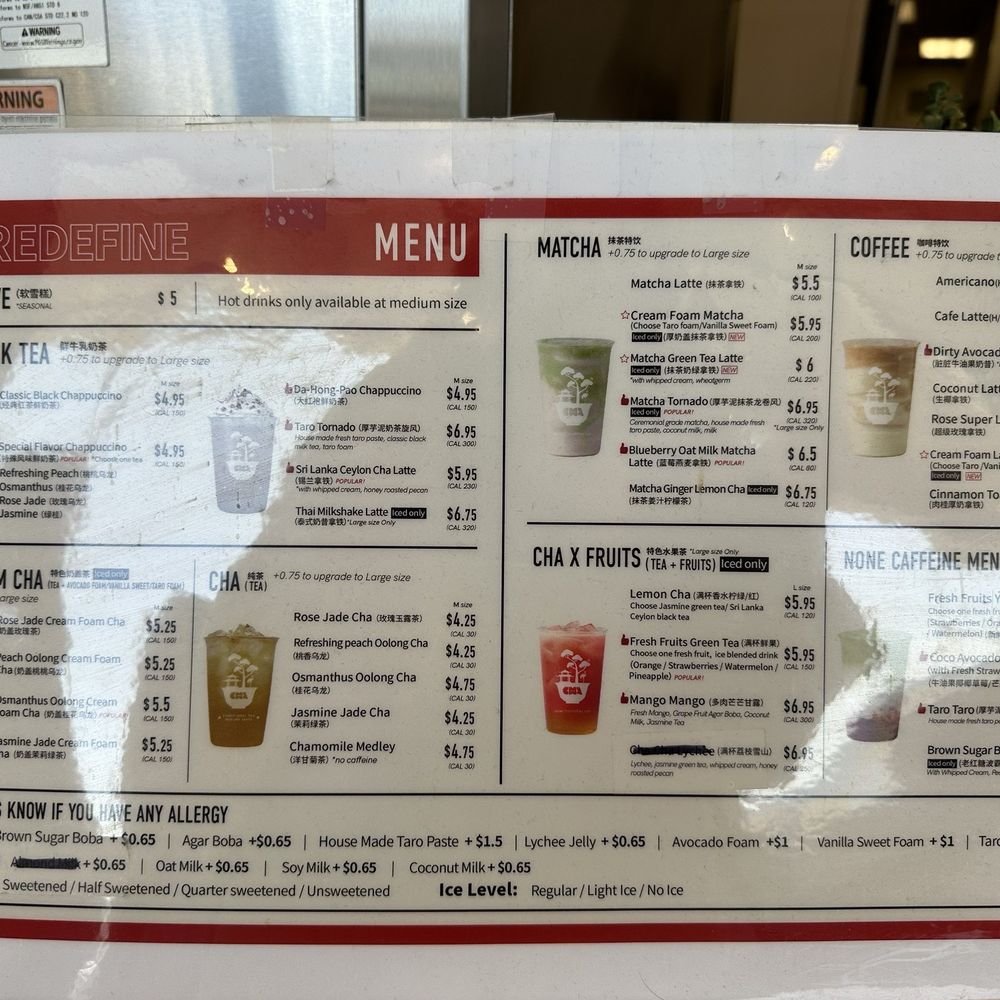 Cha Redefine - Menu - Tea Rooms Near Me - Rowland Heights , California Cha Redefine - Menu - Tea Rooms Near Me - Rowland Heights , California
