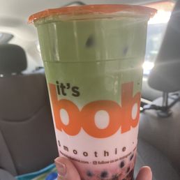 Strawberry Matcha Milk Tea with boba Strawberry Matcha Milk Tea with boba