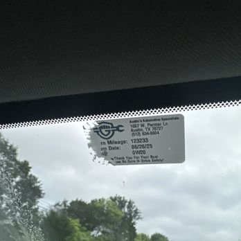 Austin's Automotive Specialists - Oil change sticker reminder - Auto Repair Near Me - Austin, Texas Austin's Automotive Specialists - Oil change sticker reminder - Auto Repair Near Me - Austin, Texas