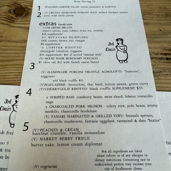 3rd Cousin - Menu - New American Near Me - San Francisco, California 3rd Cousin - Menu - New American Near Me - San Francisco, California