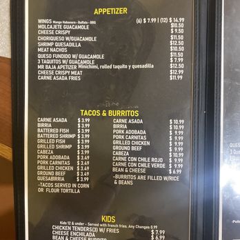 Mr Baja Taqueria - Appetizer menu, Tacos/burritos, & kids menu - Seafood Near Me - Casa Grande, Arizona Mr Baja Taqueria - Appetizer menu, Tacos/burritos, & kids menu - Seafood Near Me - Casa Grande, Arizona