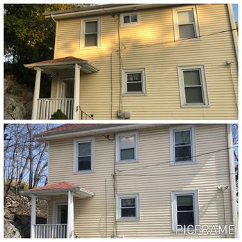 Bay State Remodeling - The top middle window before (bottom) and after (top) - General Contractors Near Me - Boston, Massachusetts