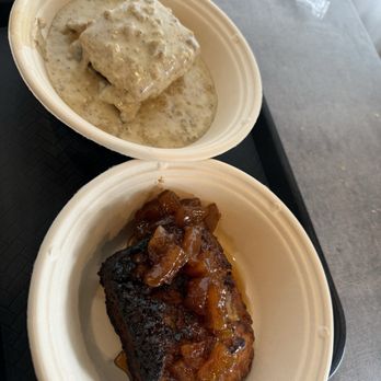 honey bee’s biscuit + good eats - French toast biscuit and bacon, egg, cheese sammie with gravy - Breakfast & Brunch Near Me - Kirkwood, Missouri