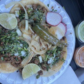 Toros Tacos - Three asada tacos. - Food Trucks Near Me - Meridian, Idaho