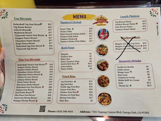 Menu photo 2 Paradise Biryani Pointe Canoga Park, CA Menu photo 2 Paradise Biryani Pointe Canoga Park, CA