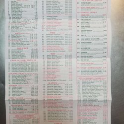 China Garden Restaurant - New menu