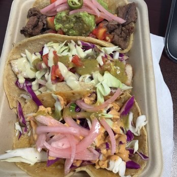 Salt + Lime - Taco trio, close one is shrimp then fish then carne. - Mexican Near Me - Del Mar, California Salt + Lime - Taco trio, close one is shrimp then fish then carne. - Mexican Near Me - Del Mar, California