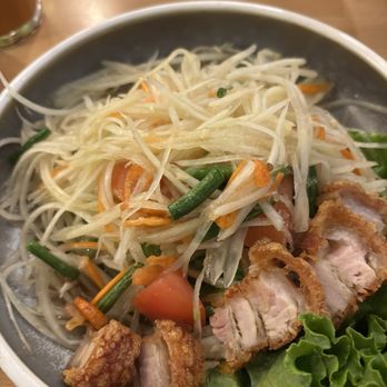Manaao - "Papaya Salad" Som Tum with crispy pork belly - Thai Near Me - Tustin, California