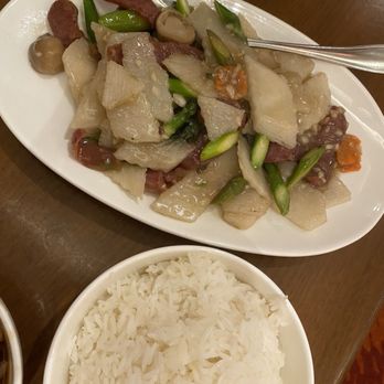 YOUYU Noodle Bar - Stir-fried sliced nagaimo yam & asparagus pork - Asian Fusion Near Me - Wheatland, California YOUYU Noodle Bar - Stir-fried sliced nagaimo yam & asparagus pork - Asian Fusion Near Me - Wheatland, California