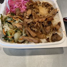 Spicy chicken, cabbage, veggie stir fry, rice Spicy chicken, cabbage, veggie stir fry, rice