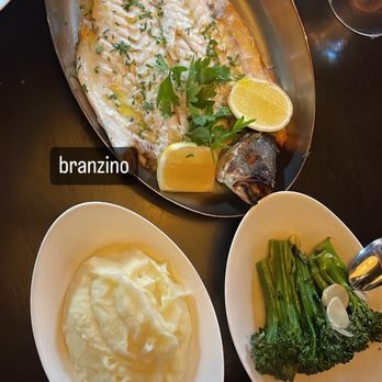Oceans New York - Branzino, mashed potatoes, broccolini - Seafood Near Me - New York, New York Oceans New York - Branzino, mashed potatoes, broccolini - Seafood Near Me - New York, New York